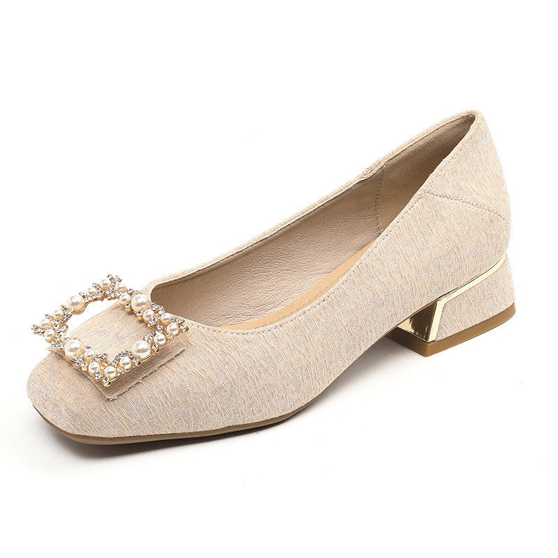 Pantofi dama cu toc pătrat, PU partea superioară, 3–6 cm înălțime a tocului, toc gros, talpă din cauciuc.