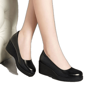 Pantofi dama din PU pe platformă (wedges) cu vârf rotund, talpă din cauciuc, toc mediu 3–6 cm, design slip-on