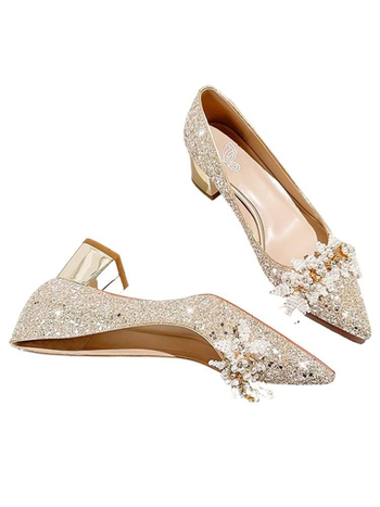 Pantofi flats cu paiete, închidere în față, toc pisică sub 3 cm, talpă din cauciuc, partea superioară din material paiete, branșare microfibră