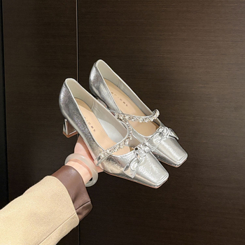 Pantofi Mary Jane pentru femei, cu vârf pătrat, partea superioară din microfibră, talpă PU, toc gros, înălțime toc 6–8 cm