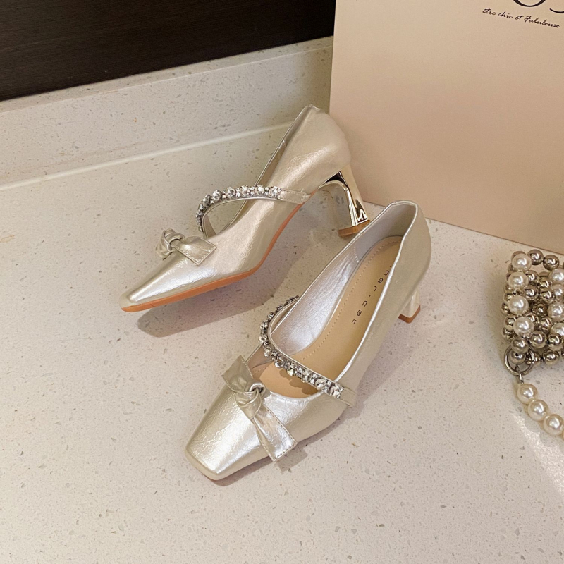 Pantofi Mary Jane pentru femei, cu vârf pătrat, partea superioară din microfibră, talpă PU, toc gros, înălțime toc 6–8 cm