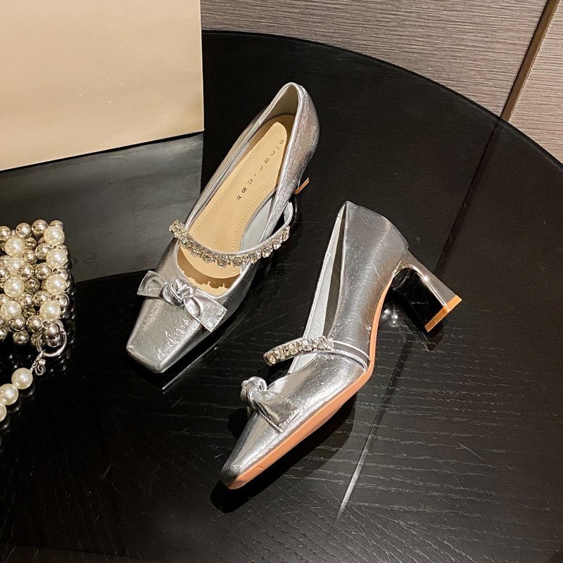 Pantofi Mary Jane pentru femei, cu vârf pătrat, partea superioară din microfibră, talpă PU, toc gros, înălțime toc 6–8 cm