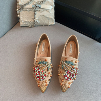 Fei xiaoyi dámske špičaté velúr topánky, plochá podrážka, slip-on