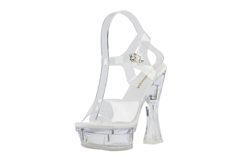 Visoke ženske cipele s PVC gornjim dijelom, prozirna kristalna kopča, debeli pet preko 8 cm, PU ulošak, gumeni đon