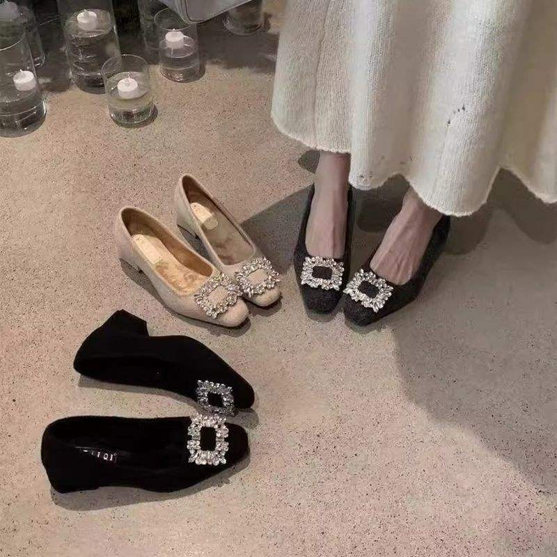 Minimalista női Mary Jane cipő, plüss bélés, filc felsőrész, alacsony sarok, slip-on