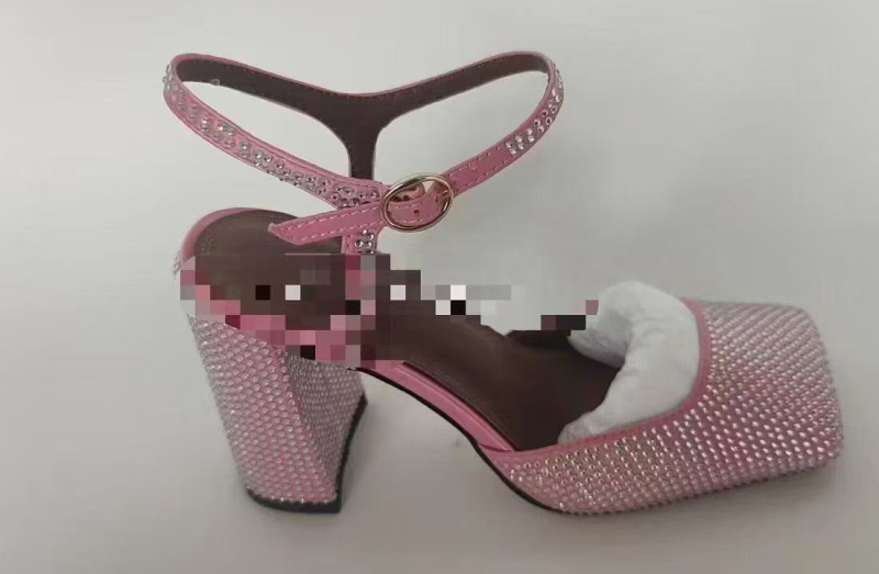 Mary Jane sandále s štvorcovým nosom, kamienky, zapínanie s prackou, sieťovaný vršok, hrubý podpätok nad 8 cm