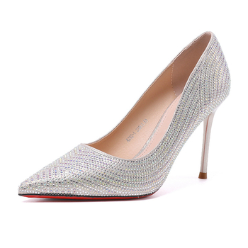 Ženske visoke potpetice s oštrim vrhom, peta preko 8 cm, stil stiletto, PU gornji dio, gumeni potplat
