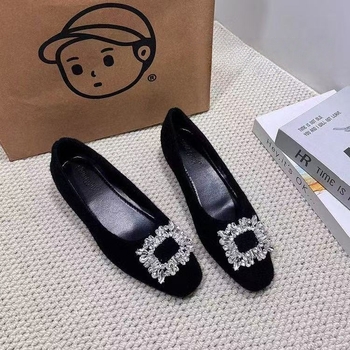 Pantofi femei din piele întoarsă cu cataramă pătrată, vârf rotund, toc 3–6 cm, căptușeală din blană artificială, talpă TPU