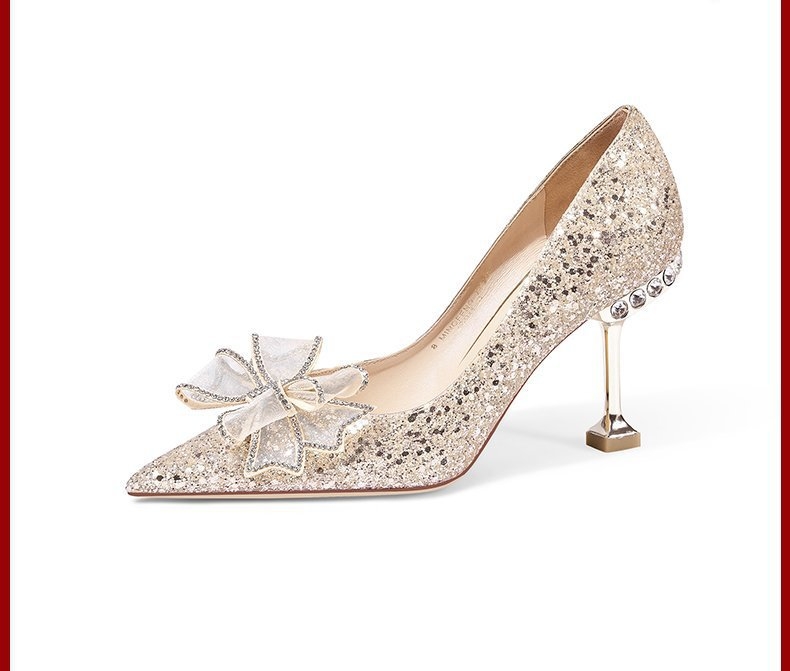 Menyasszonyi cipők, Mary Jane stílus, csúcsos orr, 6–8 cm sarok, PU felsőrész, PU talp