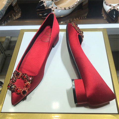 Cipele balerinke s satenskom gornjom, srednja visina pete 3-6 cm, gumena potplat, slip-on, Ultra-Fiber Leather ulošak