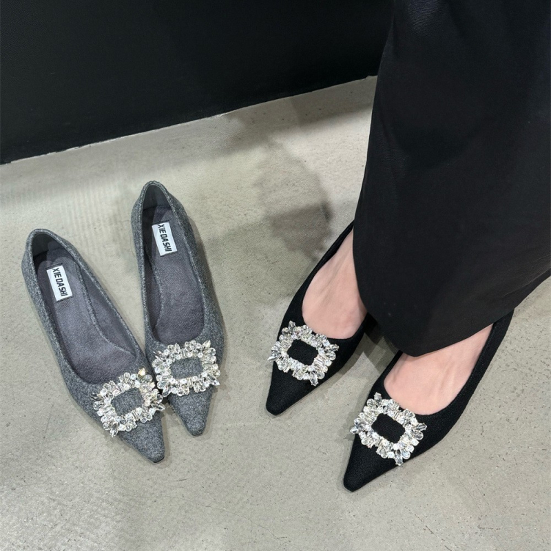 Ženske cipele s oštrim nosom i rhinestones, gornji materijal: super fiber, potplat PU, za svakodnevno nošenje