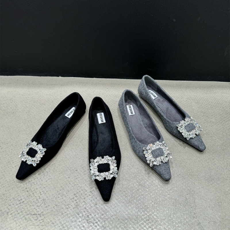 Ženske cipele s oštrim nosom i rhinestones, gornji materijal: super fiber, potplat PU, za svakodnevno nošenje