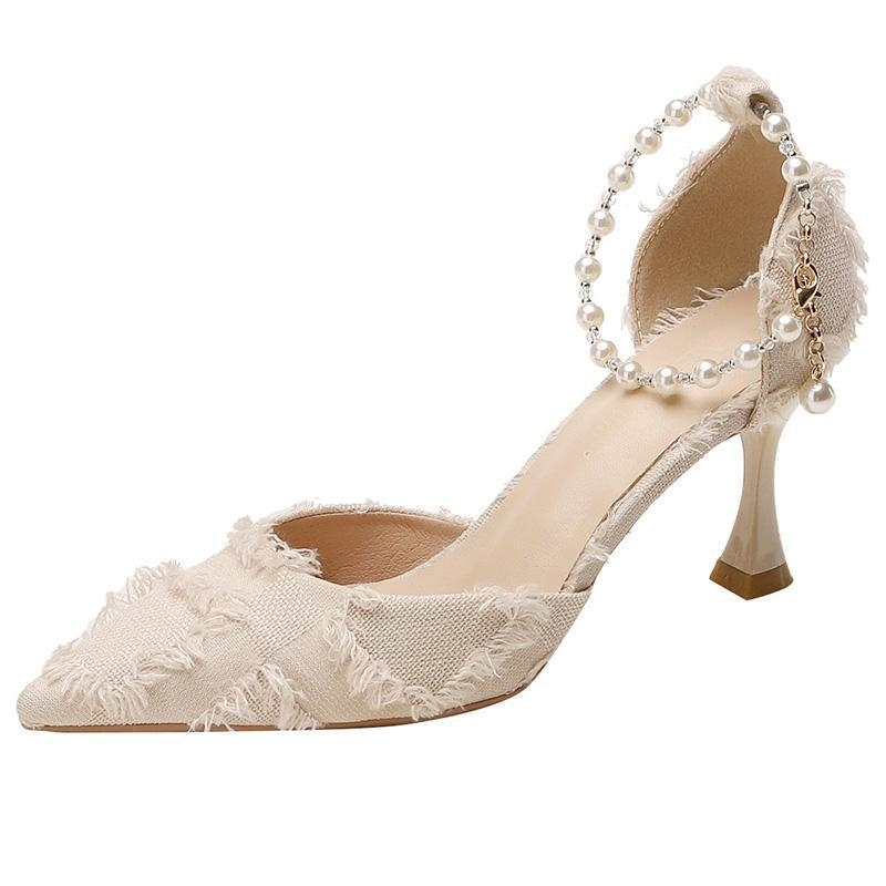 Cipele za djeverušu s špicastim nosom, gornji dio od ultrafin vlaknine, pet iznad 8 cm, korejski Oxford stil, tanak potpetica