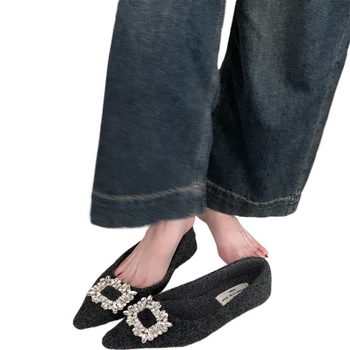 Dámske Mary Jane topánky, špičatý nos, PU horný materiál, zapínanie na pracku, nízky štvorcový podpätok 1-3 cm, kórejský štýl