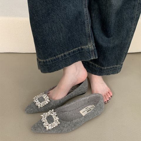 Dámske Mary Jane topánky, špičatý nos, PU horný materiál, zapínanie na pracku, nízky štvorcový podpätok 1-3 cm, kórejský štýl