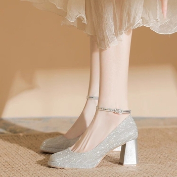 Mary Jane visoke pete za žene, s kvadratnim vrhom, PU gornji dio, debeli pet, visina pete 6–8 cm