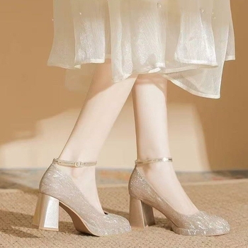 Mary Jane visoke pete za žene, s kvadratnim vrhom, PU gornji dio, debeli pet, visina pete 6–8 cm