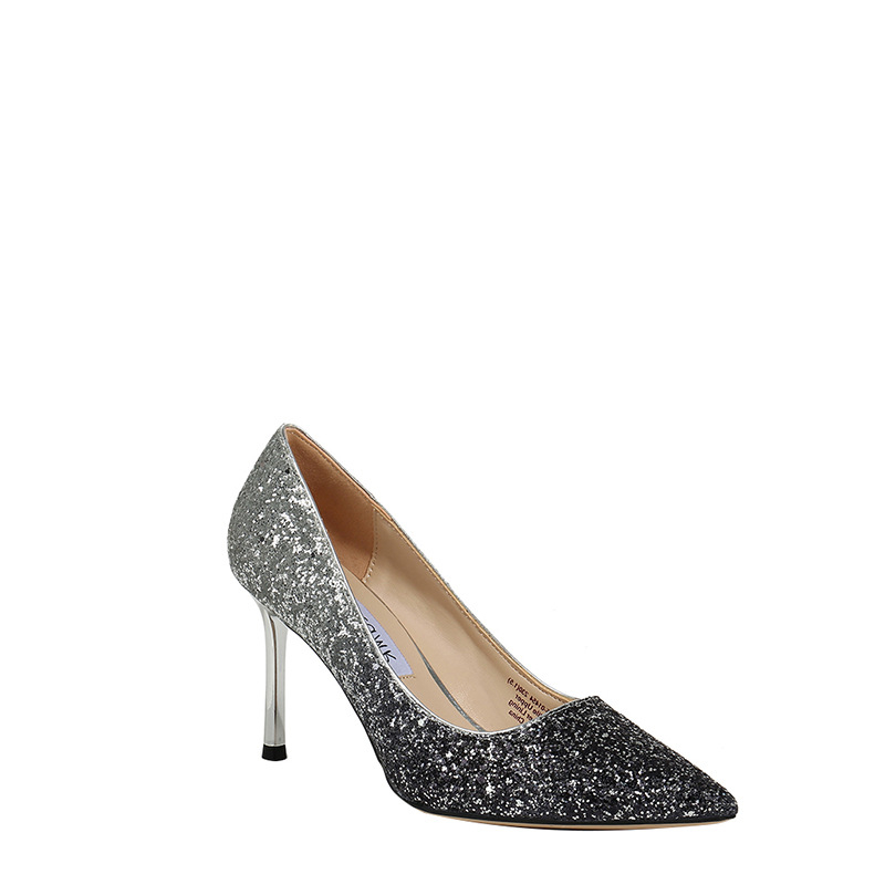 Ženske cipele na visoku petu s gradientnim uzorkom i šljokicama, oštar nos, 6-8 cm visina potpetice, Ultrafilm kožna uložak