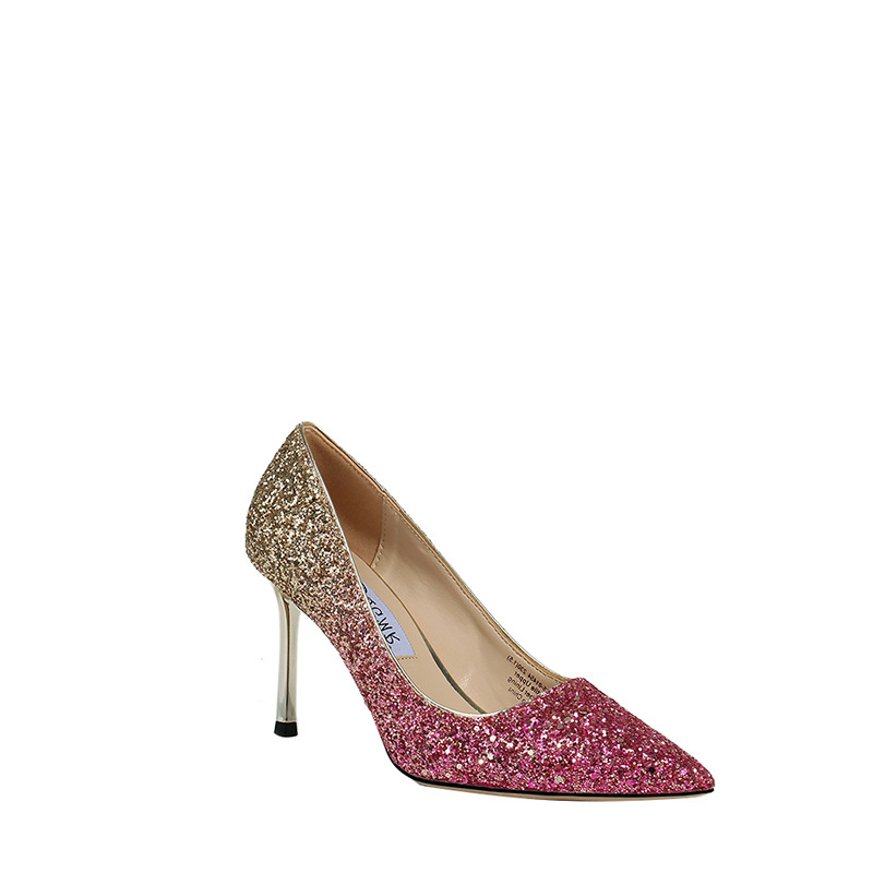 Ženske cipele na visoku petu s gradientnim uzorkom i šljokicama, oštar nos, 6-8 cm visina potpetice, Ultrafilm kožna uložak