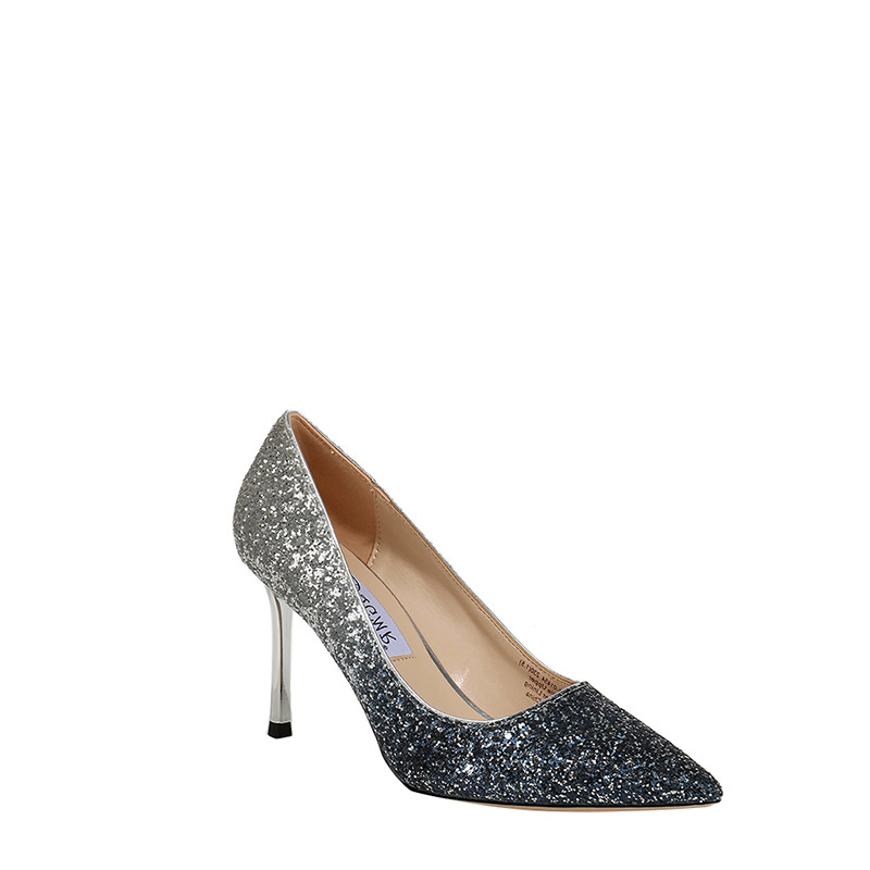 Ženske cipele na visoku petu s gradientnim uzorkom i šljokicama, oštar nos, 6-8 cm visina potpetice, Ultrafilm kožna uložak