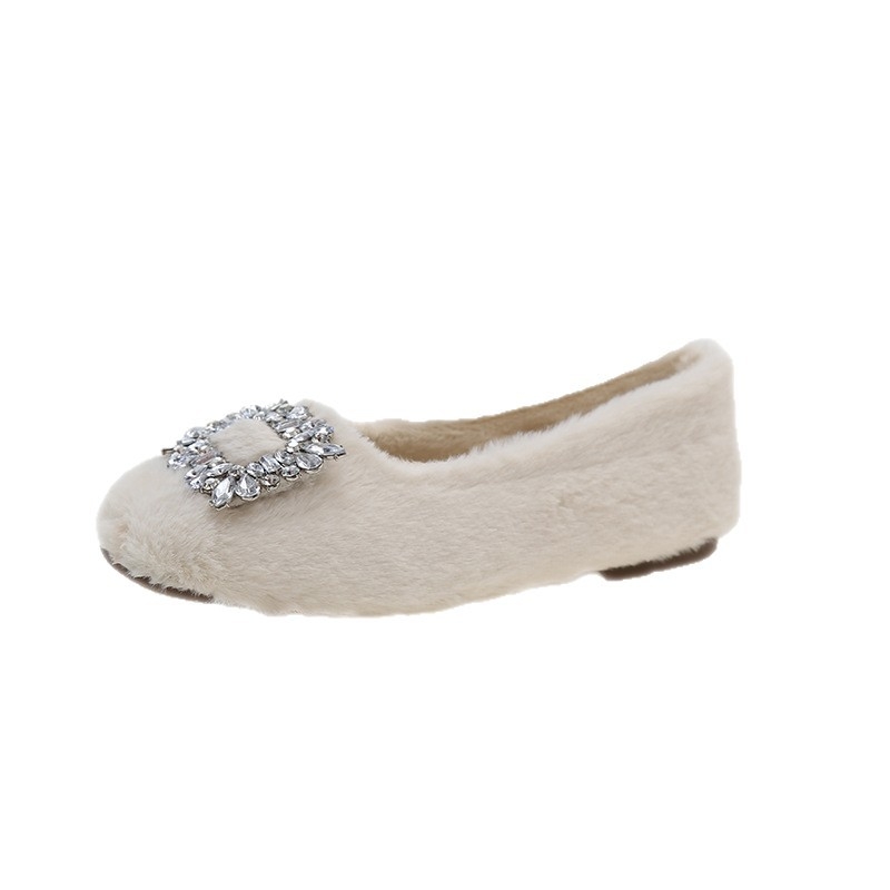 Ženske mokasine od suedea s kvadratnim vrhom, pliš unutrašnjost, Slip-On (gumena potplat)