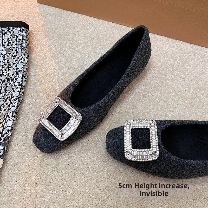 Dámske Mary Jane topánky, štvorcový nos, semišový vršok, podšívka z umelej plyše, stredná výška podpätku 3–6 cm