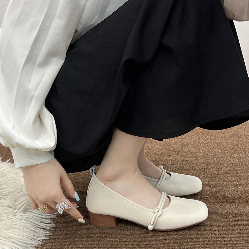 Mary Jane cipele s unutarnjim povećanjem od 6 cm, pravokutni vrh, gornji materijal mikrovlakno, korejski stil, srednja peti 3-5 cm