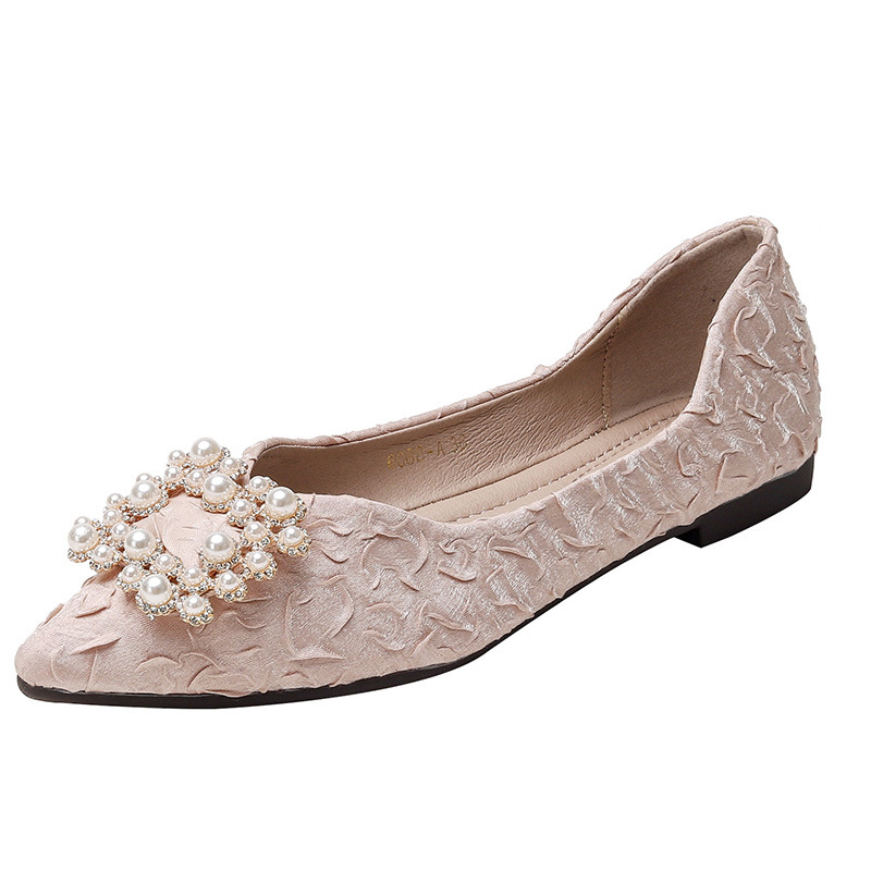 Ženske cipele s oštrim vrhom i ravnom potplatom, rhinestone ukras, gornji dio od mikrovlakana, PU uložak, potplat od telećeg tetiva, niski potpetica 1–3 cm