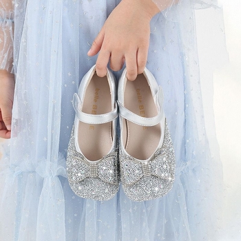 Mergaitėms PU odiniai vienos dalies bateliai su Velcro užsegimu, PU viršus, PU vidus, PU įdėklas, gumos padas, 4-6 metų