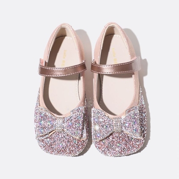 Mergaitėms PU odiniai vienos dalies bateliai su Velcro užsegimu, PU viršus, PU vidus, PU įdėklas, gumos padas, 4-6 metų