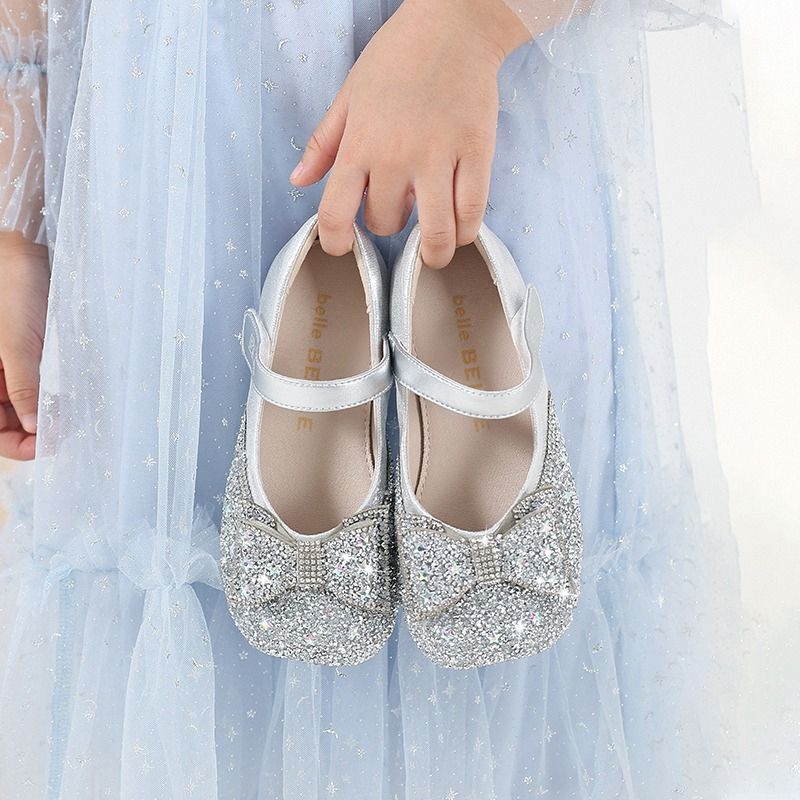 Mergaitėms PU odiniai vienos dalies bateliai su Velcro užsegimu, PU viršus, PU vidus, PU įdėklas, gumos padas, 4-6 metų