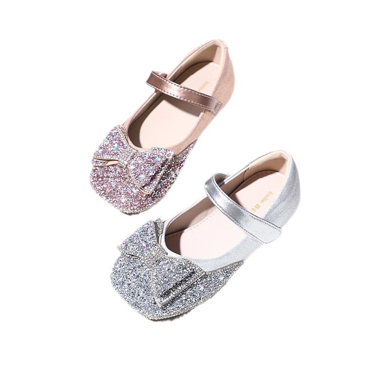 Mergaitėms PU odiniai vienos dalies bateliai su Velcro užsegimu, PU viršus, PU vidus, PU įdėklas, gumos padas, 4-6 metų