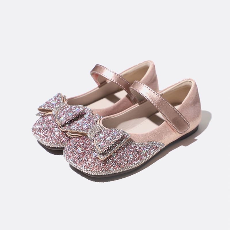 Mergaitėms PU odiniai vienos dalies bateliai su Velcro užsegimu, PU viršus, PU vidus, PU įdėklas, gumos padas, 4-6 metų