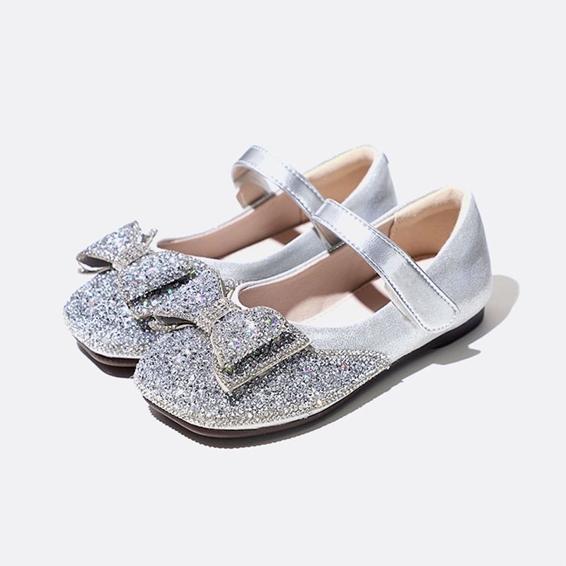 Mergaitėms PU odiniai vienos dalies bateliai su Velcro užsegimu, PU viršus, PU vidus, PU įdėklas, gumos padas, 4-6 metų