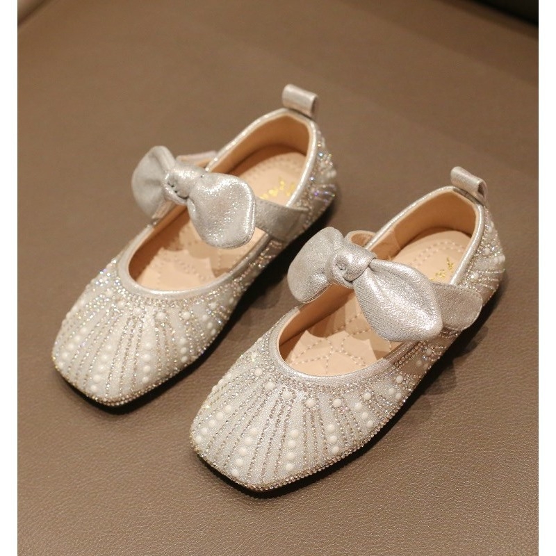 Mergaitėms princesės bateliai su kristalais, Velcro užsegimas, PU viršus, amžius 4–12 metų, pavasaris 2025