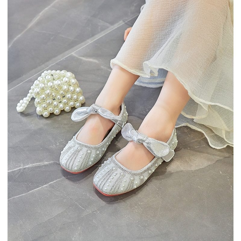 Mergaitėms princesės bateliai su kristalais, Velcro užsegimas, PU viršus, amžius 4–12 metų, pavasaris 2025