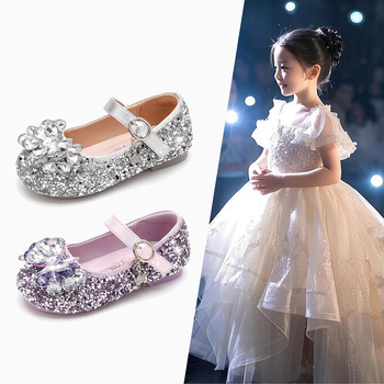 Mergaitei balerinos su kristalais ir Velcro užsegimu, PU viršus, PU pamušalas, EVA įdėklas, guma padai