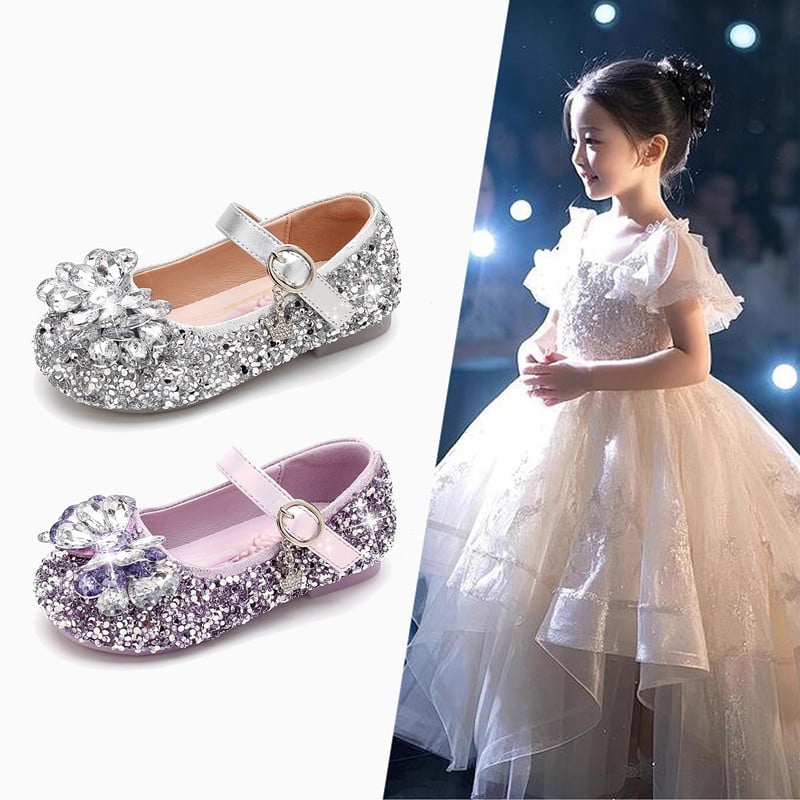 Mergaitei balerinos su kristalais ir Velcro užsegimu, PU viršus, PU pamušalas, EVA įdėklas, guma padai