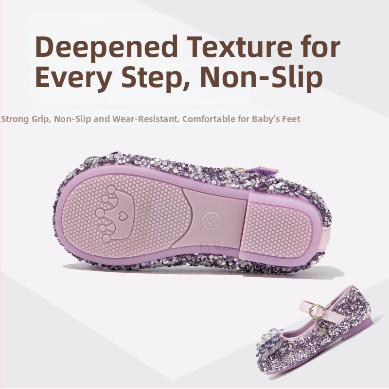 Meitenēm balerīnas ar kristāliem un Velcro aizdari, PU augšējā daļa, PU oderējums, EVA zolīte, gumijas zole