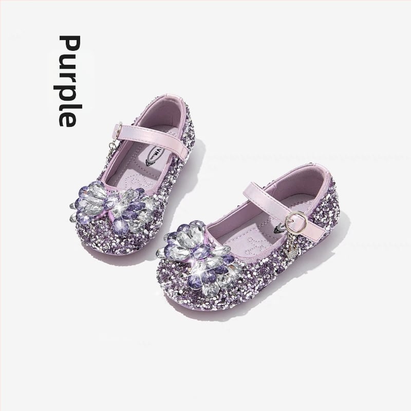 Mergaitei balerinos su kristalais ir Velcro užsegimu, PU viršus, PU pamušalas, EVA įdėklas, guma padai