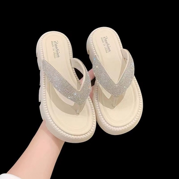 Ženske platforme japanke s kristalima, elegantno ljeto 2023