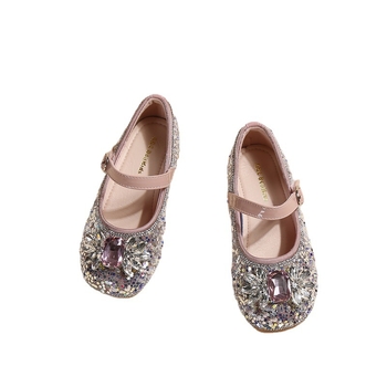 Mergaitėms princesės bateliai — satino viršus, Velcro užsegimas, PU vidpadis, guma padas