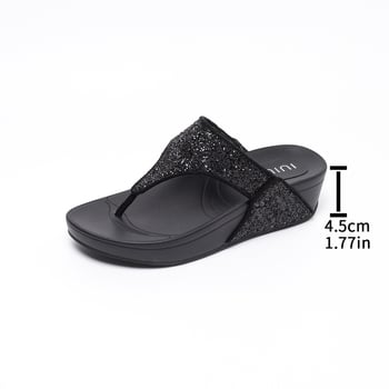 Ženske rhinestone flip-flop sandale, platforma s klinom, debela potplat, protuklizno, zaobljena vrh