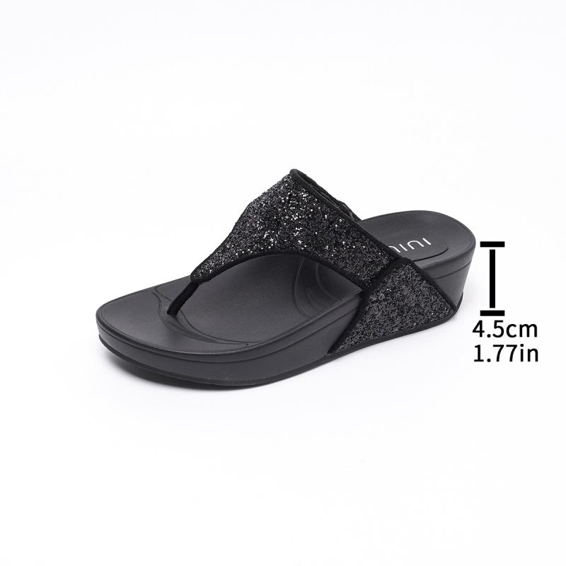 Ženske rhinestone flip-flop sandale, platforma s klinom, debela potplat, protuklizno, zaobljena vrh