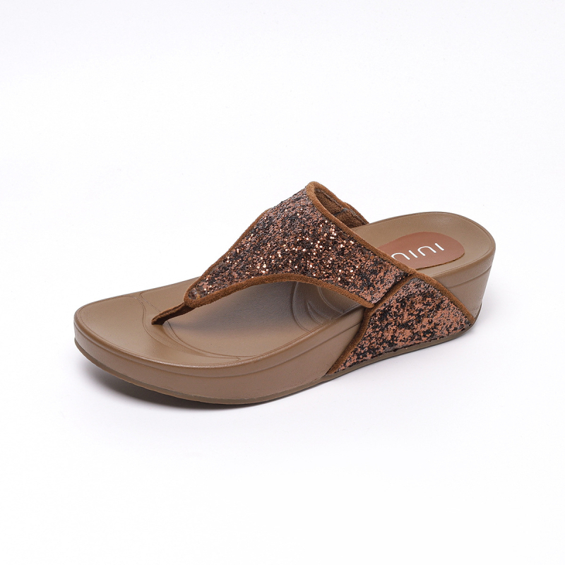 Ženske rhinestone flip-flop sandale, platforma s klinom, debela potplat, protuklizno, zaobljena vrh