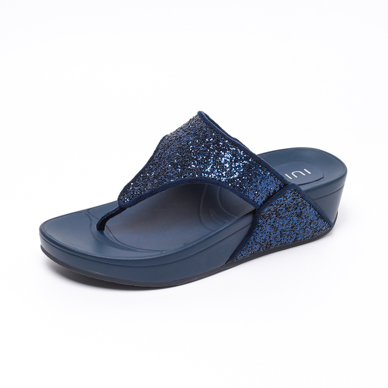 Ženske rhinestone flip-flop sandale, platforma s klinom, debela potplat, protuklizno, zaobljena vrh
