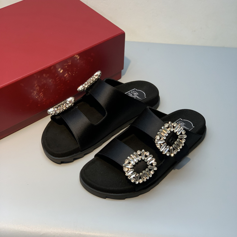 Sandale slip-on cu cristale și cataramă dublă, design cu cataramă pătrată, partea superioară din piele de vițel, talpă din cauciuc, vârf rotund, căptușală din lână de miel, vară