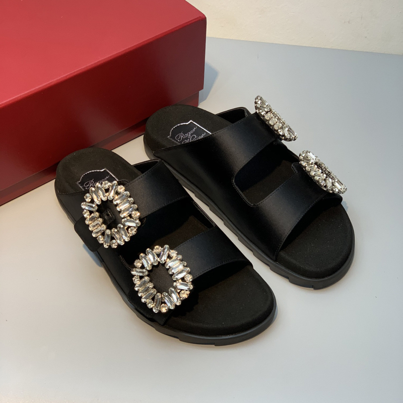 Sandale slip-on cu cristale și cataramă dublă, design cu cataramă pătrată, partea superioară din piele de vițel, talpă din cauciuc, vârf rotund, căptușală din lână de miel, vară