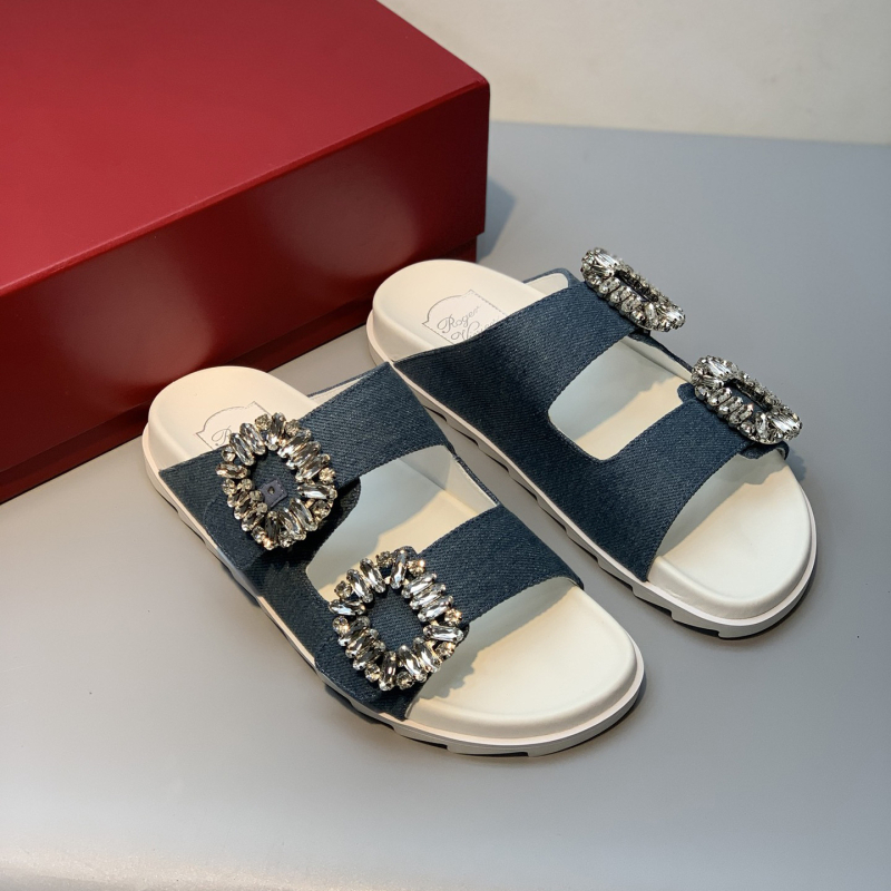 Sandale slip-on cu cristale și cataramă dublă, design cu cataramă pătrată, partea superioară din piele de vițel, talpă din cauciuc, vârf rotund, căptușală din lână de miel, vară