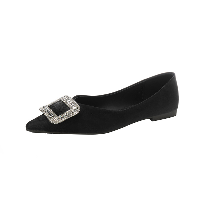 Uncle Diamond Ženske ravne cipele s oštrim nosom, vamp od mikrovlakna, podstava od mikrovlakna, gumena potplata, niski gornji dio, Slip-On